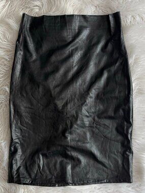 Commando Black Faux Leather Mini Pencil Skirt Size Large